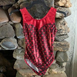 Red hearts snowflake leotard